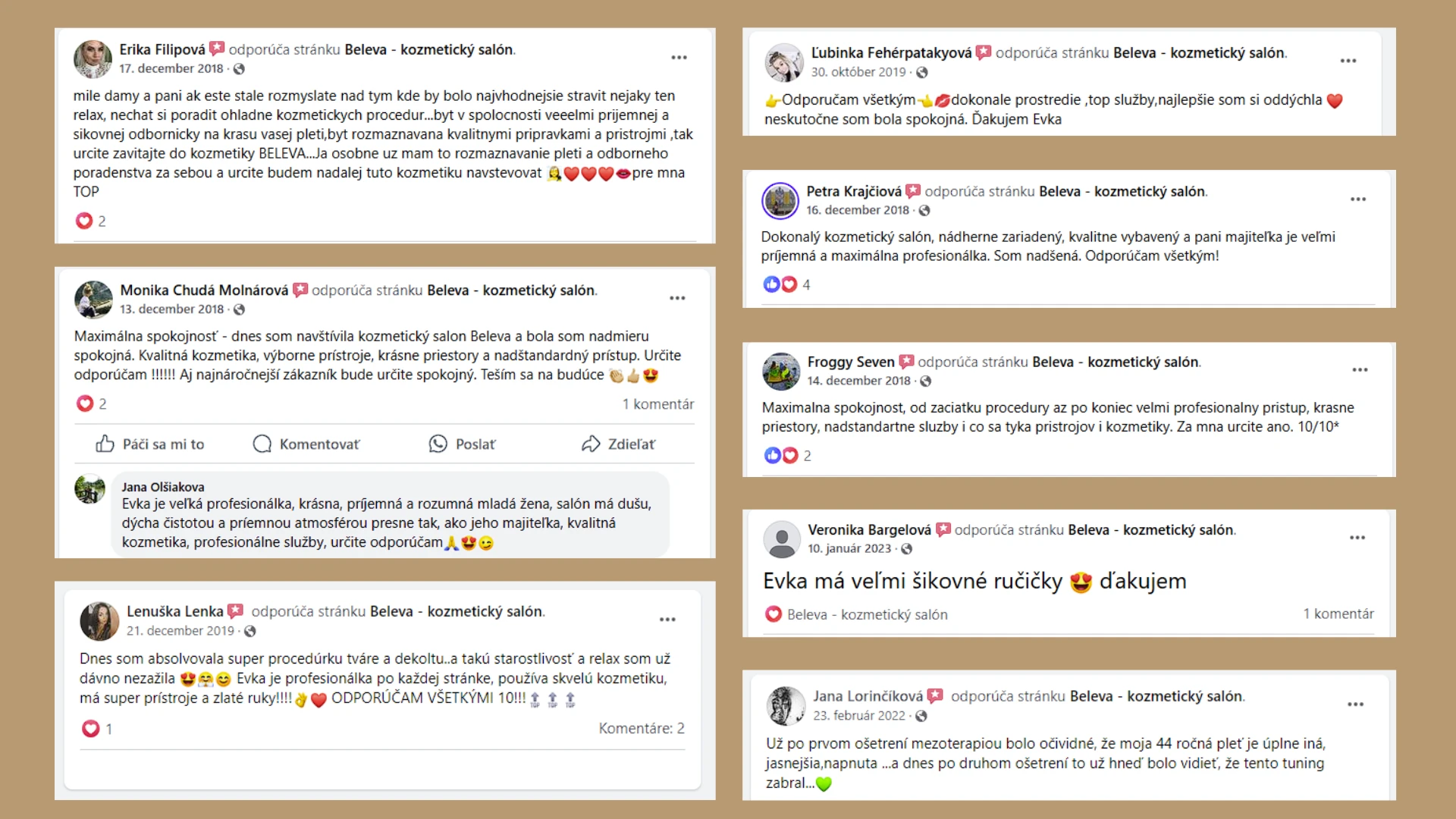 Recenzie klientok salónu BELEVA z Facebooku, časť 2